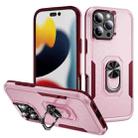 For iPhone 16 Pro Max Pioneer Armor Heavy Duty PC + TPU Phone Case with Holder(Pink+Rose Red) - 1