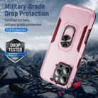 For iPhone 16 Pro Max Pioneer Armor Heavy Duty PC + TPU Phone Case with Holder(Pink+Rose Red) - 2