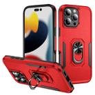 For iPhone 16 Pro Max Pioneer Armor Heavy Duty PC + TPU Phone Case with Holder(Red+Black) - 1