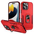 For iPhone 16 Pro Max Pioneer Armor Heavy Duty PC + TPU Phone Case with Holder(Red+Rose Red) - 1