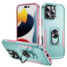 For iPhone 16 Pro Max Pioneer Armor Heavy Duty PC + TPU Phone Case with Holder(Green+Pink) - 1