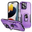 For iPhone 16 Pro Max Pioneer Armor Heavy Duty PC + TPU Phone Case with Holder(Purple+Black) - 1