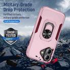 For iPhone 16 Plus Pioneer Armor Heavy Duty PC + TPU Phone Case with Holder(Pink+Rose Red) - 2