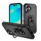 For iPhone 16 Plus Pioneer Armor Heavy Duty PC + TPU Phone Case with Holder(Black) - 1