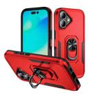 For iPhone 16 Plus Pioneer Armor Heavy Duty PC + TPU Phone Case with Holder(Red+Black) - 1