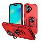 For iPhone 16 Plus Pioneer Armor Heavy Duty PC + TPU Phone Case with Holder(Red+Rose Red) - 1