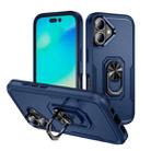 For iPhone 16 Plus Pioneer Armor Heavy Duty PC + TPU Phone Case with Holder(Blue) - 1