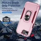 For iPhone 16e Pioneer Armor Heavy Duty PC + TPU Phone Case with Holder(Pink+Rose Red) - 2