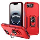 For iPhone 16e Pioneer Armor Heavy Duty PC + TPU Phone Case with Holder(Red+Rose Red) - 1