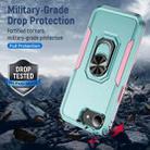 For iPhone 16e Pioneer Armor Heavy Duty PC + TPU Phone Case with Holder(Green+Pink) - 2