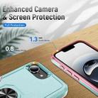 For iPhone 16e Pioneer Armor Heavy Duty PC + TPU Phone Case with Holder(Green+Pink) - 3