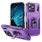 For iPhone 17 Pro Pioneer Armor Heavy Duty PC + TPU Phone Case with Holder(Purple+Black) - 1