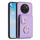 For Realme 12 Pro / 12 Pro+ Organ Card Bag Ring Holder Phone Case(Purple) - 1