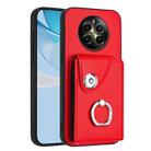 For Realme P1 5G India Organ Card Bag Ring Holder Phone Case(Red) - 1