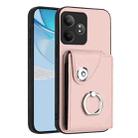 For Realme GT Neo6 SE Organ Card Bag Ring Holder Phone Case(Pink) - 1