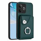 For Realme GT Neo6 SE Organ Card Bag Ring Holder Phone Case(Green) - 1