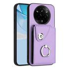 For Realme 14 Pro Organ Card Bag Ring Holder Phone Case(Purple) - 1