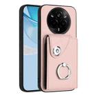 For Realme 14 Pro Organ Card Bag Ring Holder Phone Case(Pink) - 1