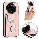 For Realme 14 Pro+ Organ Card Bag Ring Holder Phone Case(Pink) - 2
