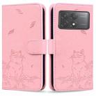 For Xiaomi Poco X6 5G Cute Cat Embossed Leather Phone Case(Pink) - 1