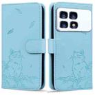 For Redmi K70 Ultra Cute Cat Embossed Leather Phone Case(Sky Blue) - 1