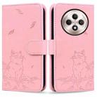 For OPPO Reno12 F 5G Cute Cat Embossed Leather Phone Case(Pink) - 1