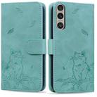 For Sony Xperia 1 VI Cute Cat Embossed Leather Phone Case(Green) - 1