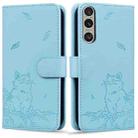 For Sony Xperia 1 VI Cute Cat Embossed Leather Phone Case(Sky Blue) - 1