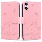 For Sony Xperia 10 VI Cute Cat Embossed Leather Phone Case(Pink) - 1