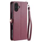 For iPhone 16 Plus Wallet Multi-card Slot Leather Phone Case with Lanyard(Wine Red) - 3