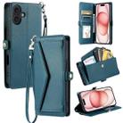 For iPhone 16 Plus Wallet Multi-card Slot Leather Phone Case with Lanyard(Green) - 1