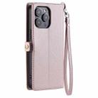 For iPhone 15 Pro Max Wallet Multi-card Slot Leather Phone Case with Lanyard(Rose Gold) - 3