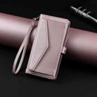 For iPhone 14 Wallet Multi-card Slot Leather Phone Case with Lanyard(Rose Gold) - 2