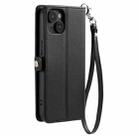 For iPhone 14 Wallet Multi-card Slot Leather Phone Case with Lanyard(Black) - 3