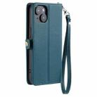 For iPhone 13 Wallet Multi-card Slot Leather Phone Case with Lanyard(Green) - 3