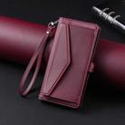 For iPhone 16 Pro Wallet Multi-card Slot Leather Phone Case with Lanyard(Wine Red) - 2