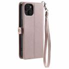 For iPhone 14 Plus Wallet Multi-card Slot Leather Phone Case with Lanyard(Rose Gold) - 3