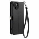 For iPhone 13 mini Wallet Multi-card Slot Leather Phone Case with Lanyard(Black) - 3