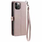 For iPhone 12 Pro Max Wallet Multi-card Slot Leather Phone Case with Lanyard(Rose Gold) - 3