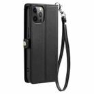 For iPhone 12 Pro Wallet Multi-card Slot Leather Phone Case with Lanyard(Black) - 3