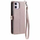 For iPhone 11 Wallet Multi-card Slot Leather Phone Case with Lanyard(Rose Gold) - 3