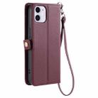 For iPhone 11 Wallet Multi-card Slot Leather Phone Case with Lanyard(Wine Red) - 3