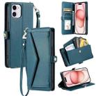 For iPhone 11 Wallet Multi-card Slot Leather Phone Case with Lanyard(Green) - 1