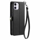 For iPhone 11 Wallet Multi-card Slot Leather Phone Case with Lanyard(Black) - 3