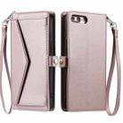 For iPhone 8 Plus / 7 Plus Wallet Multi-card Slot Leather Phone Case with Lanyard(Rose Gold) - 1