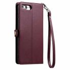 For iPhone 8 Plus / 7 Plus Wallet Multi-card Slot Leather Phone Case with Lanyard(Wine Red) - 3