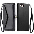 For iPhone 8 Plus / 7 Plus Wallet Multi-card Slot Leather Phone Case with Lanyard(Black) - 1