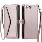 For iPhone SE 2022 / SE 2020 / 7 / 8 Wallet Multi-card Slot Leather Phone Case with Lanyard(Rose Gold) - 1