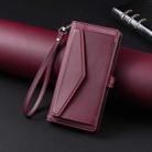 For iPhone SE 2022 / SE 2020 / 7 / 8 Wallet Multi-card Slot Leather Phone Case with Lanyard(Wine Red) - 2