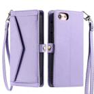 For iPhone SE 2022 / SE 2020 / 7 / 8 Wallet Multi-card Slot Leather Phone Case with Lanyard(Purple) - 1